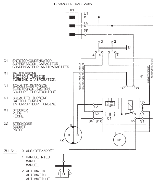 Схема пылесоса с розеткой для электроинструмента